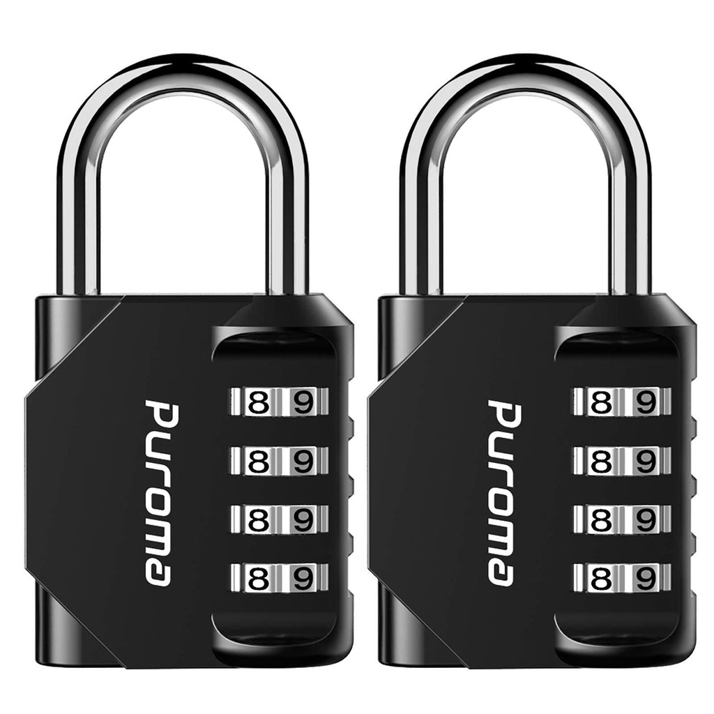 Puroma 2 Pack Combination Lock 4 Digit Outdoor Waterproof Padlock for School Gym Locker, Sports Locker, Fence, Toolbox, Gate, Case, Hasp Storage (Black) Black - NewNest Australia