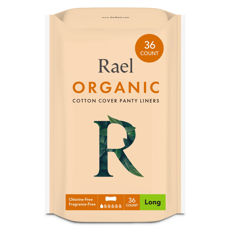 Rael Organic Cotton Cover Liners - Unscented, Chlorine Free, Light Absorbency, Daily Panty Liners (Long, 36 Count) 36 Count ( Long ) - NewNest Australia