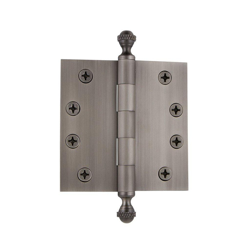 Grandeur Hardware 833879 4" Acorn Tip Heavy Duty Hinge with Square Corners in Antique Pewter, 4" x 4" 4" x 4" - NewNest Australia