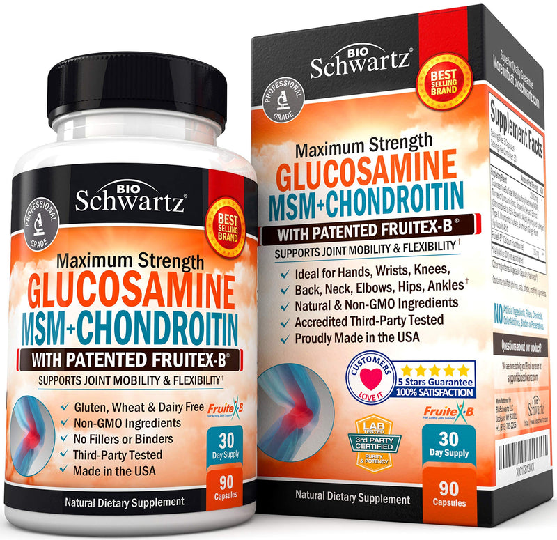 Glucosamine Chondroitin MSM Triple Strength Joint Supplement with Collagen Turmeric Curcumin - Supports Healthy Inflammatory Activity & Joint Hip Back Knees Hands Health for Seniors & Adults - 90Ct - NewNest Australia