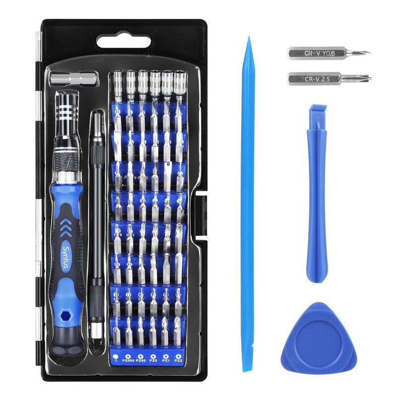 Syntus Precision Screwdriver Set, 63 in 1 with 57 Bits Screwdriver Kit, Magnetic Driver Electronics Repair Tool Kit for iPhone, Tablet, Macbook, Xbox, Cellphone, PC, Game Console, Blue - NewNest Australia