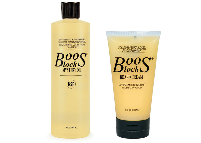John Boos Block MYSCRM Essential Mystery Oil and Board Cream Care and Maintenance Set: Includes One 16 Ounce Bottle Mystery Oil and One 5 Ounce Tube Board Cream - NewNest Australia