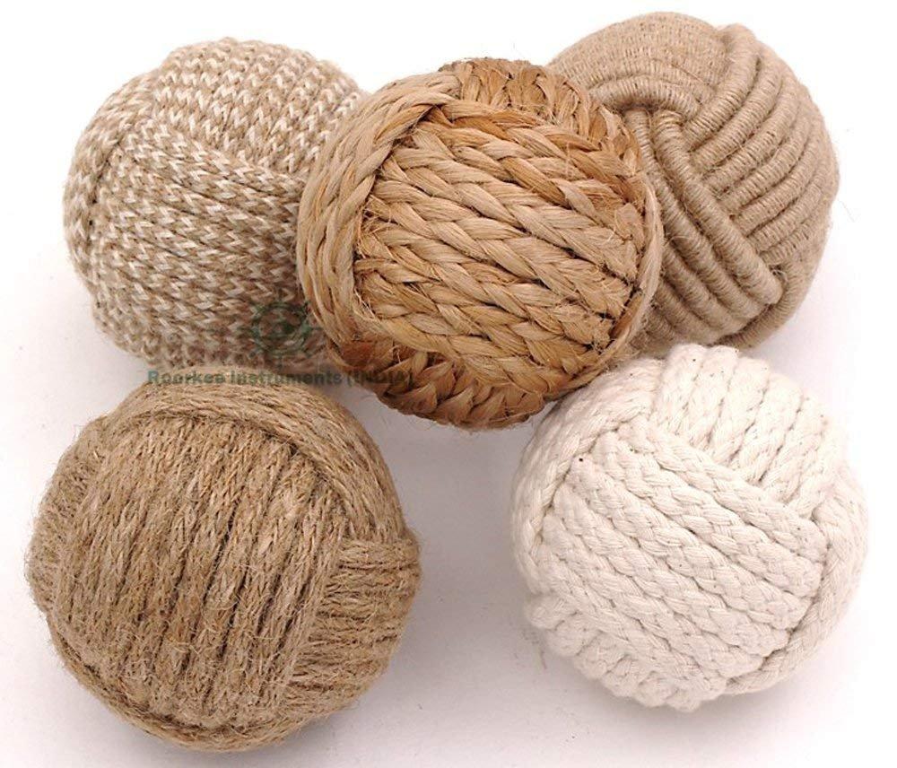 NewNest Australia - Nautical Decorative Rope Ball/Set of 5 Rope Knot/Nautical Bowl Filler/Rope Decor 