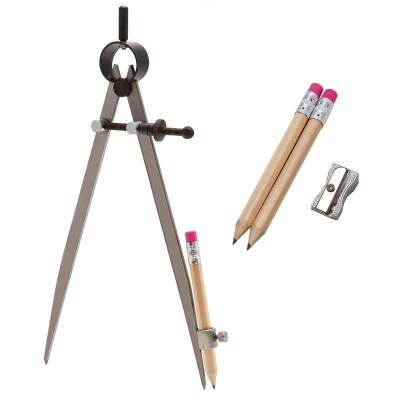 ALLY Tools 8 Inch Precision Spring Divider Scribe Tool/Woodworking Compass with Pencil Holder INCLUDES Two Pencils and Pencil Sharpener Ideal for Drawing Circles, Geometry, Wood, Metal, and Leather - NewNest Australia