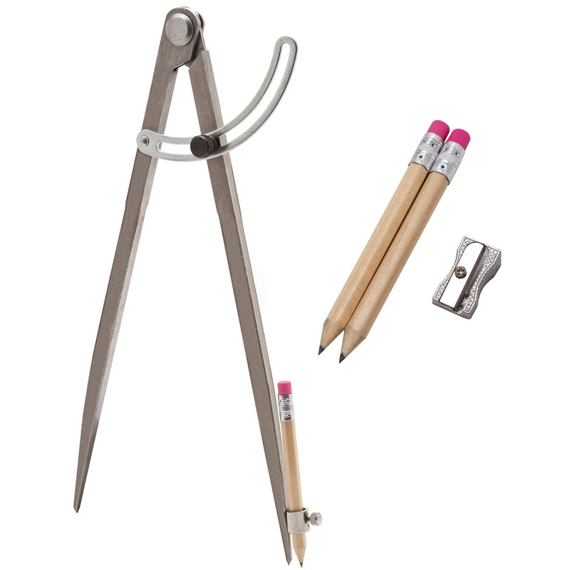 ALLY Tools 12 Inch Precision Wing Divider Scribe Tool/Woodworking Compass with Pencil Holder INCLUDES Two Pencils and Pencil Sharpener Ideal for Drawing Circles, Geometry, Metal, Wood and Leather - NewNest Australia