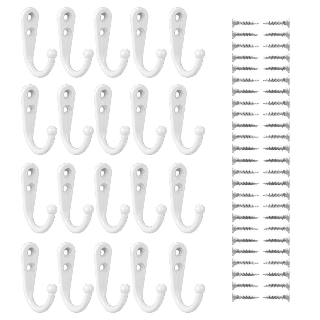 NewNest Australia - eBoot 20 Pieces Wall Mounted Hook Robe Hooks Single Coat Hanger and 50 Pieces Screws (White) White 