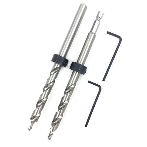 PANOVO (2PCS)1/4" Hex Shank Pocket Hole Drill Bit + 3/8"(9.5mm) Replacement Twist Step Drill Bit with Depth Stop Collar for Manual Pocket Hole Jig System Drill Guide Drill Tools Kit - NewNest Australia