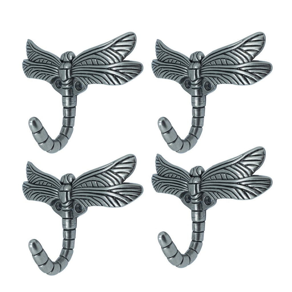 NewNest Australia - Dragonfly Wall Mounted Hanger Hooks - Decorative Heavy Duty Coat Tower Shower Curtain Robe Hooks with Screws for Clothes, Hat, Bags, Key(Pack of 4) 