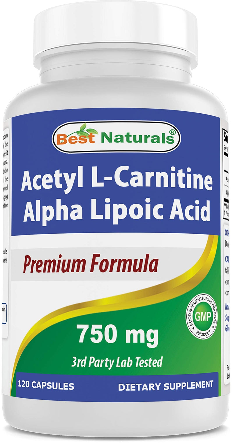 Best Naturals Acetyl L-Carnitine and Alpha Lipoic Acid 750 mg 120 Capsules 120 Count (Pack of 1) - NewNest Australia