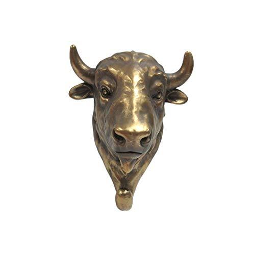 NewNest Australia - Pacific Giftware Wild Animal Head Single Wall Hook Hanger Animal Shape Rustic Faux Bronze Decorative Wall Sculpture (Bull) Gold 