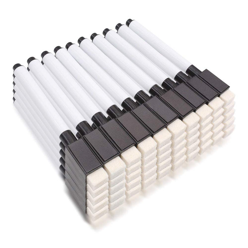 RETON 50 Pcs Rewritable Magnetic Dry Wipe White Board Markers Pens with Eraser Cap, 4.4 in Mini Dry Erase Marker with Fine Tip for Classroom, Office, Hospital, Home and Factory (50 Pcs, Black) 50 Pcs, Black - NewNest Australia