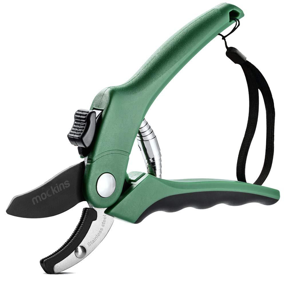 Mockins Professional Heavy Duty Garden Anvil Pruning Shears, Tree Trimmers Secateurs, Hand Pruner, Stainless Steel Blades | 8 mm Cutting Capacity Green - NewNest Australia