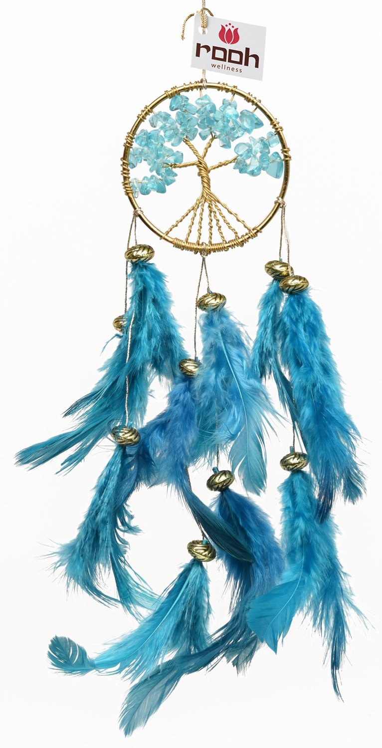 NewNest Australia - Rooh Dream Catcher~Healing Tree~Handmade Hangings for Positivity (Used as Home DÃcor Accents, Wall Hangings, Garden, Car, Outdoor, Bedroom, Key Chain, Meditation Room, Yoga Temple, Windchime) (Green) 