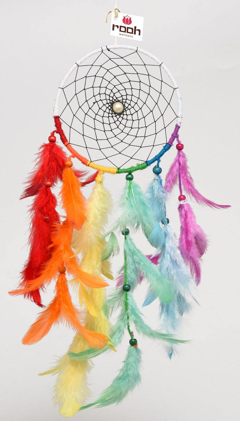 NewNest Australia - Rooh Dream Catcher ~Rainbow Waterfall ~ Handmade Hangings for Positivity (Can be Used as Home DÃcor Accents, Wall Hangings, Garden, Car, Outdoor, Bedroom, Key Chain) (Rainbow) â€¦ (Medium) 