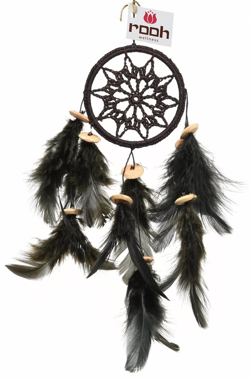 NewNest Australia - Rooh Dream Catcher ~Black Crochet ~ Handmade Hangings for Positivity (Can be Used as Home Décor Accents, Wall Hangings, Garden, Car, Outdoor, Bedroom, Key Chain) 