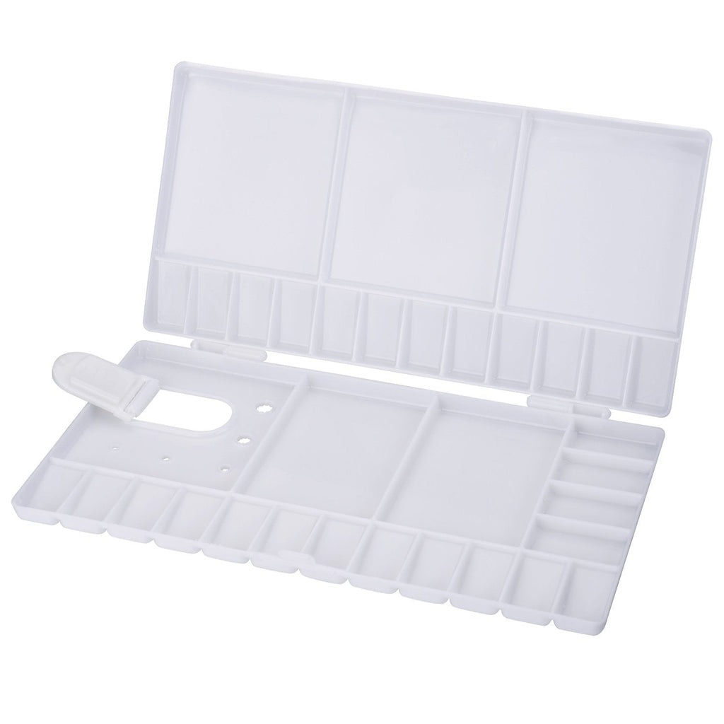 Shappy Watercolor Palette Folding Paint Tray Plastic Painting Pallet with 33 Compartments, Thumbhole and Brush Holders, White - NewNest Australia