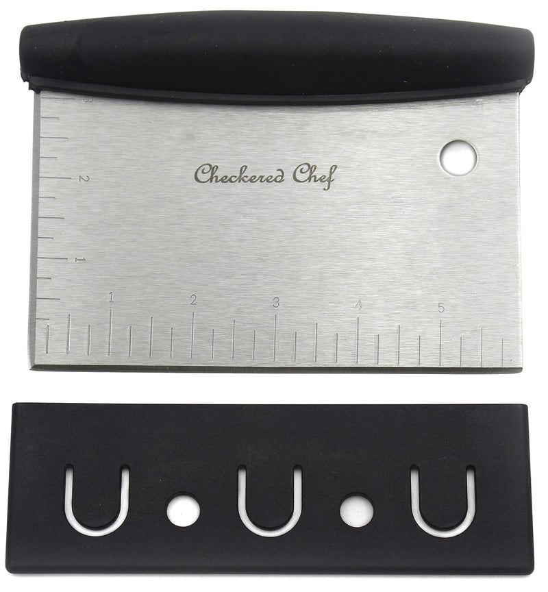 NewNest Australia - Checkered Chef Dough Scraper And Chopper - Pastry Cutter, Icing Smoother, Bench Scraper Knife Stainless Steel With Plastic Cover 