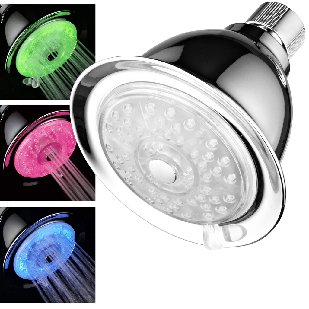 Luminex by PowerSpa 7-Color 4-Setting LED Shower Head with Air Jet LED Turbo Pressure-Boost Nozzle Technology LED colors change automatically every few seconds - NewNest Australia