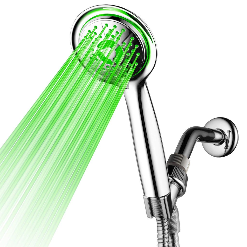 PowerSpa 4-Inch LED Handheld Shower Head with Air Jet LED Turbo Pressure-Boost Nozzle Technology (Premium Chrome) - NewNest Australia