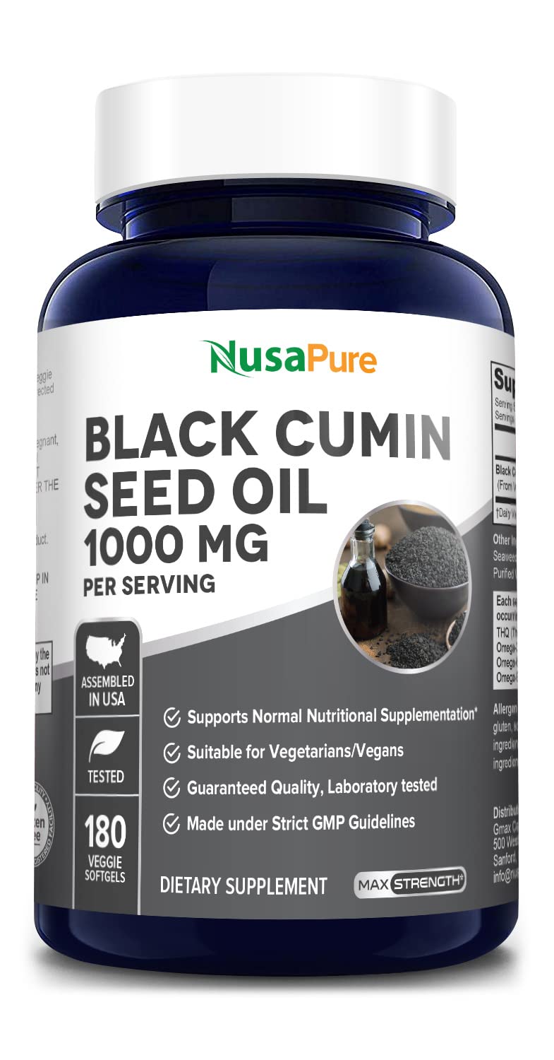 Black Seed Oil 1,000 mg per caps 180 Softgel Capsules (Non-GMO & Vegetarian) Cold-Pressed Nigella Sativa Producing Pure Black Cumin Seed Oil- 500 mg per caps - NewNest Australia