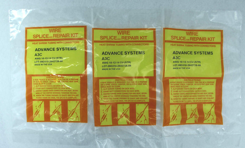 3 x A3C Submersible Pump Wire Splice Kit Repair and Installation. #10#12#14 AWG, 3 Wires Easy and Reliable. Crimp It - Shrink It and Forget it! - Pack of 3 Kits - NewNest Australia