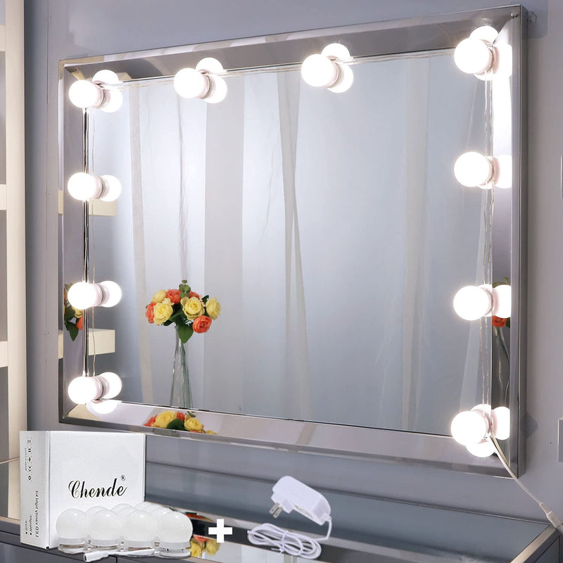 Chende LED Vanity Mirror Lights, 11.53ft Hollywood Make Up Light for Vanity Stick on, 10 Large Daylight Dimmable Bulbs with AC Adapter, for Makeup Vanity Table & Bathroom Mirror, Mirror Not Included - NewNest Australia