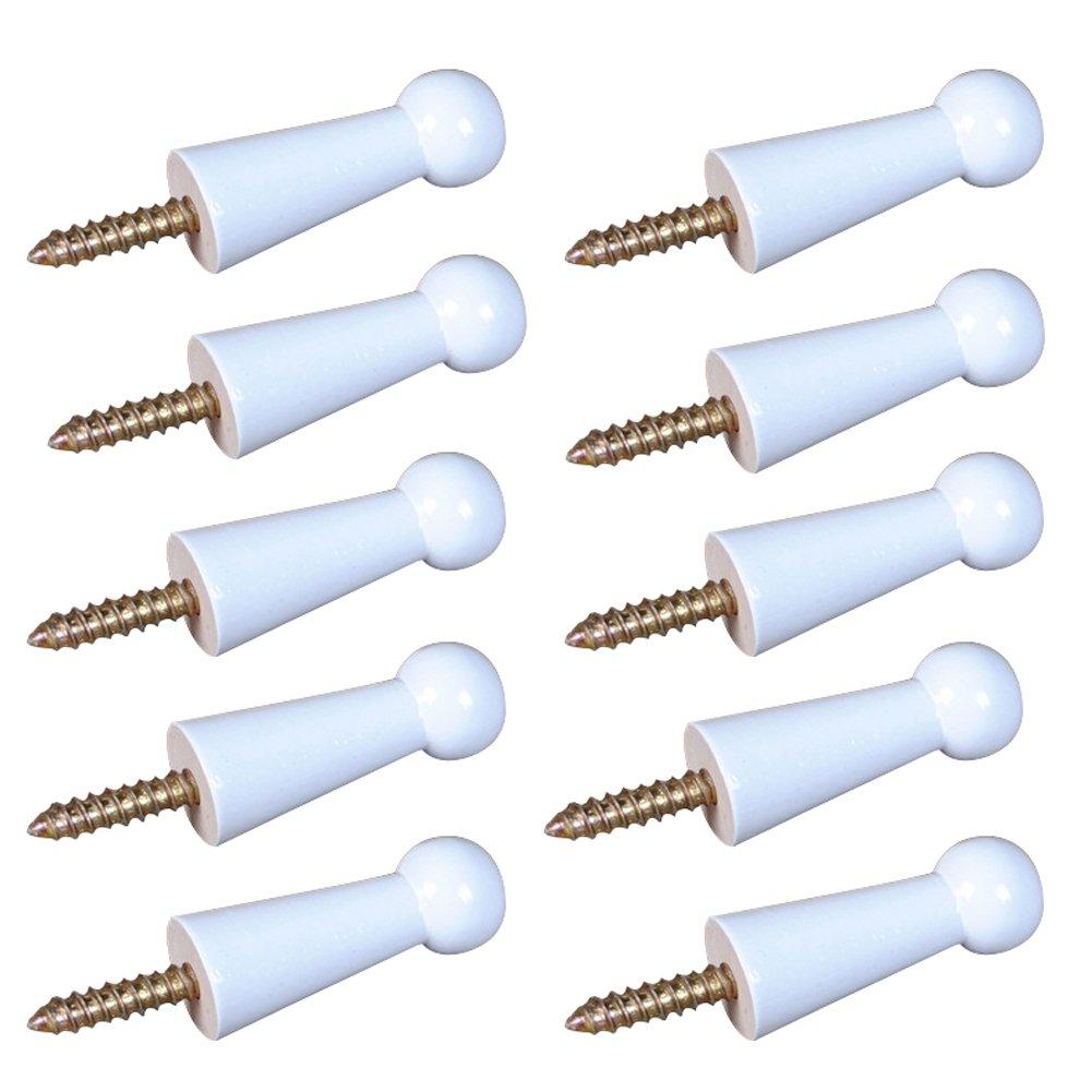 NewNest Australia - Mike Home Screw-On Solid Wood Hook Coat Hook Towel Hook Shaker Pegs for Bathroom Livingroom Garden 10 Pieces (White Paint) White Paint 