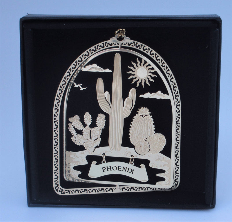 NewNest Australia - Phoenix Brass Ornament Cactus Black Leatherette Gift Box 