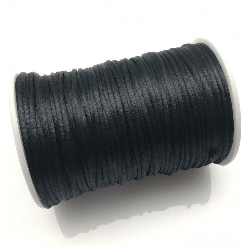 FQTANJU 2mm x 100 yards premium Quality Rattail Nylon Satin Cord Roll, Kumihimo Rattail,Chinese Knot, (black) Black - NewNest Australia