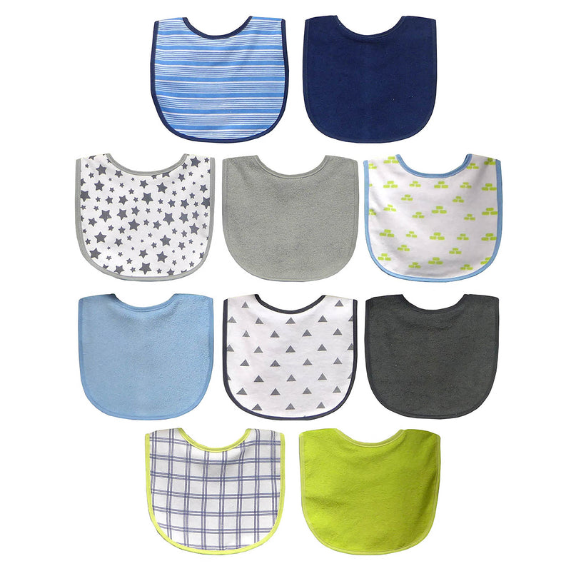 Neat Solutions 10 Pack Water Resistant Bib Set Blue/Grey Assorted - NewNest Australia