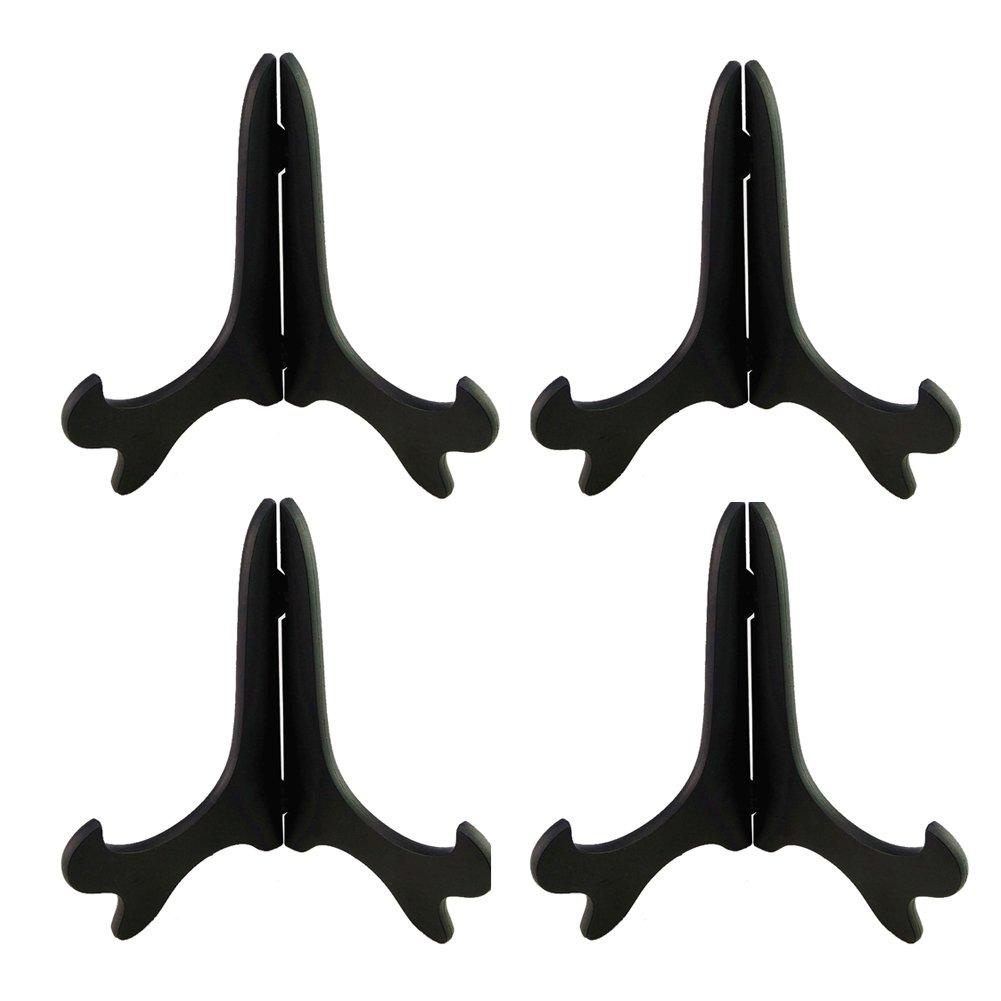 NewNest Australia - Artliving Black 6" Wood-Like Plastic Easels Plate Display Stands Picture Frame Stand Holder-Set of 4 6 inch 