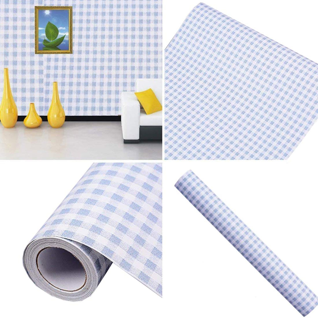 NewNest Australia - Self Adhesive Vinyl Decorative Blue Gingham Contact Paper Shelf and Drawer Liner 17.7x78 Inch 