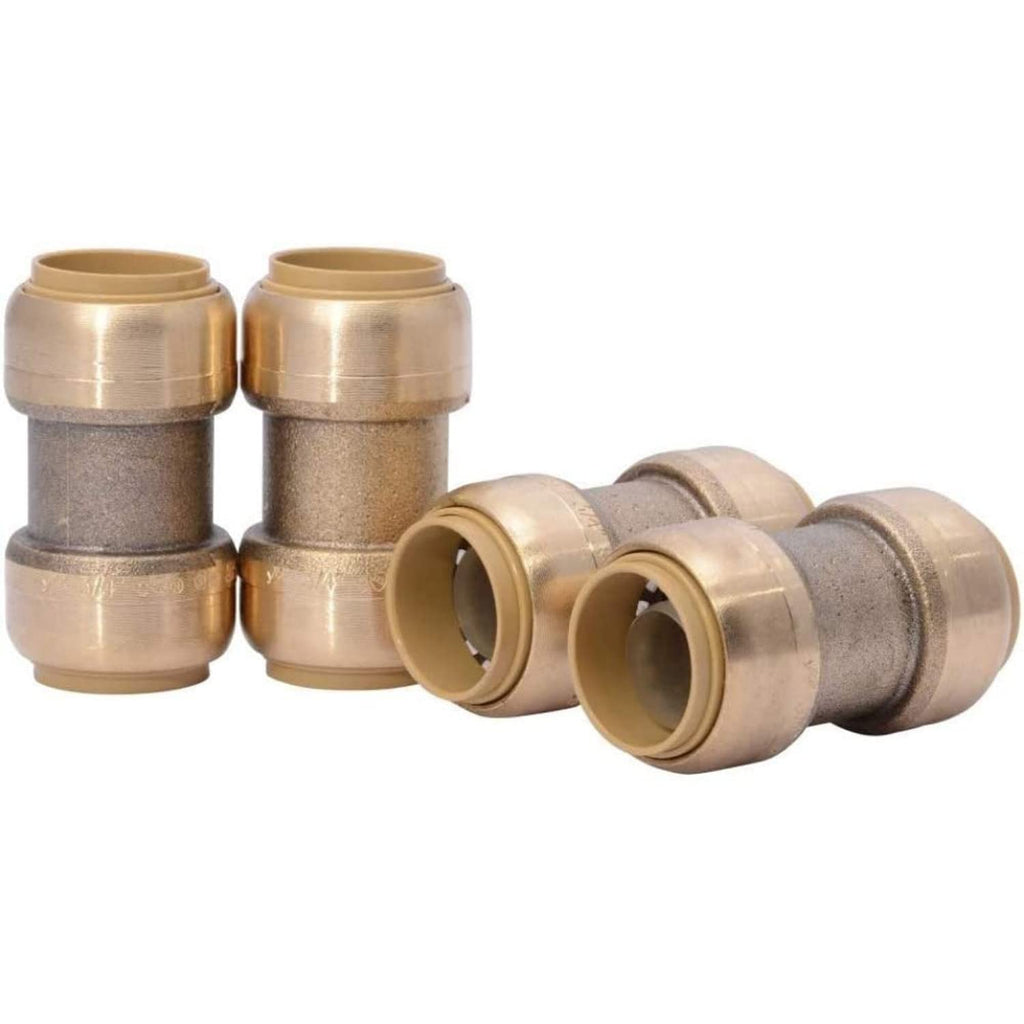 SharkBite U016LFA4 Straight Coupling Plumbing 3/4 Inch, PEX Fittings, Push-to-Connect, Coupler, Copper, CPVC, 4 count, Brass 3/4 inch, 4 count - NewNest Australia
