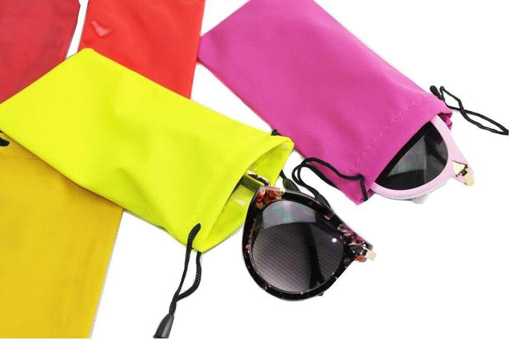 NewNest Australia - 10PCS Colorful Waterproof Eyeglasses Storage Sleeve Bag with Drawstring-Fashion Anti-Dust Cell Phone Gadgets Accessories Glasses Storage Pouch for Outdoor Traval Using(Color Random) 