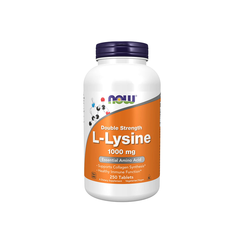 NOW Supplements, L-Lysine (L-Lysine Hydrochloride) 1,000 mg, Double Strength, Amino Acid, 250 Tablets - NewNest Australia