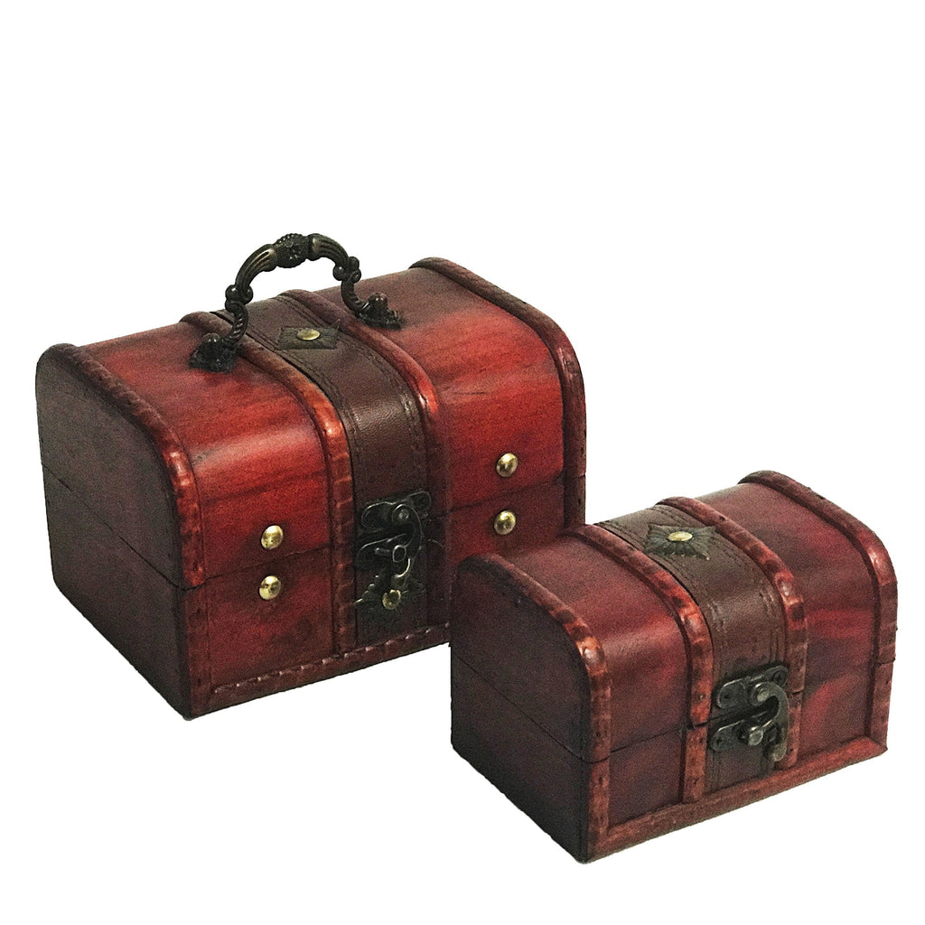 NewNest Australia - Allgala Antique Wooden Jewelry Treasure Keepsake Box 2-PC Set-HD90203 