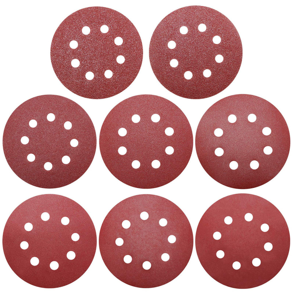 Viaky 80 Pcs 5 Inch 8 Holes Pattern Hook and Loop Sanding Discs Pads, Orbital Sander Replacement Pad, Assorted Grits Sandpaper 40/60/ 100/120/ 180/240/ 320/400 for Power Orbit Sanders 80pcs - NewNest Australia