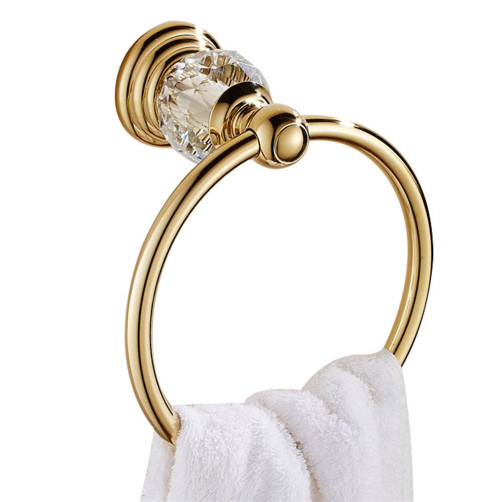 WINCASE Crystal Towel Ring, Gold Towel Holders for Bathrooms, Round Hand Towel Rack Wall Mounted Decorative - NewNest Australia