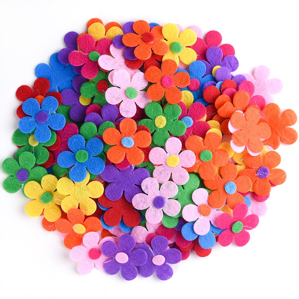 Coopay 120 Pieces Felt Flowers Fabric Flower Embellishments Assorted Colors for DIY Crafts - NewNest Australia