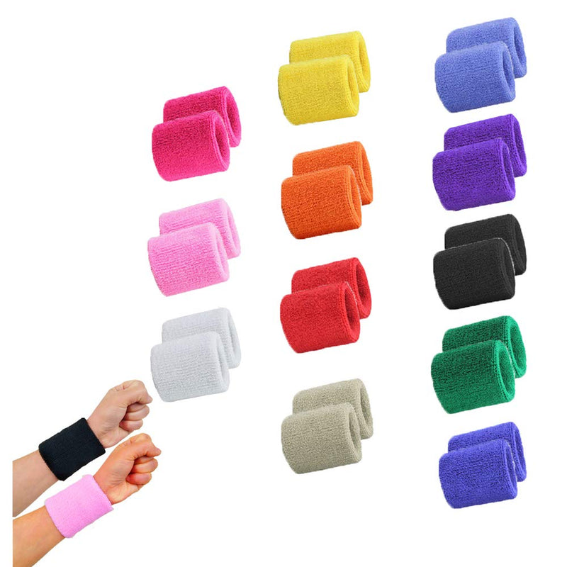 STONCEL 6/12/24Pairs Colorful Sports Wristbands Cotton Sweatband Wristbands Wrist Sweatbands Wrist Sweat Bands for Tennis,Sport, Basketball,Gymnastics,Golf,Running 12 - NewNest Australia
