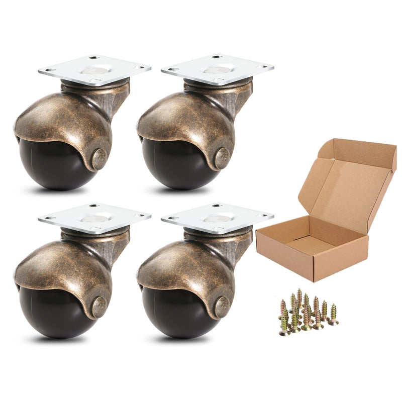 ENYKE Wheels for Furniture,1.5 Inch Ball Casters Set of 4, Antique Brass Plate Furniture Casters, Swivel Caster Wheels for Cabinet, Ottoman, Table (Screws Included) 1.5 inch - NewNest Australia