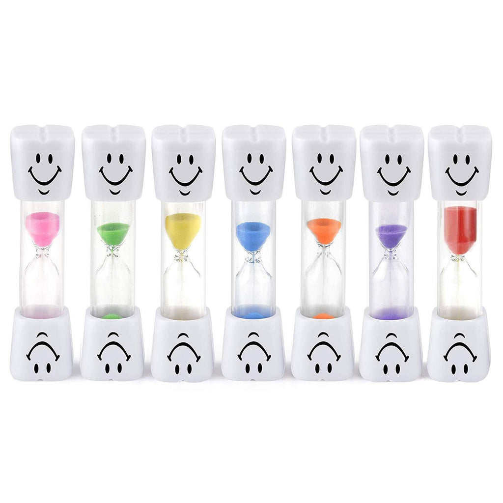 NewNest Australia - Qpower Smiley Tooth Brushing Sand Timer Set for Kids and Teens Assorted Colors (2min, 7pcs) 