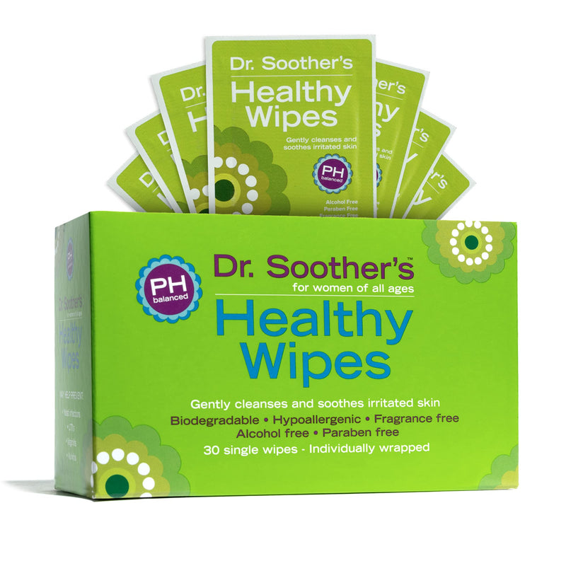 Dr. Soother's Healthy Wipes - PH Balanced - Hypoallergenic - Alcohol & Fragrance Free - 30 Individually Wrapped Feminine Hygiene Wipes - Women & Girls 30 Count (Pack of 1) - NewNest Australia