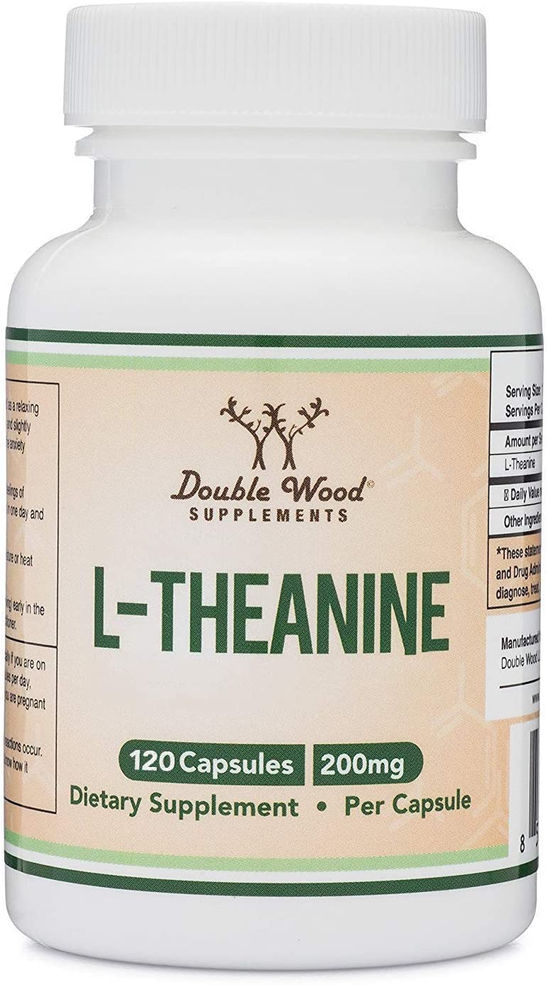 L-Theanine 200mg, 120 Capsules — Relaxation and Sleep Support — Soy Free, Gluten Free, Non-GMO —Third Party Tested and Manufactured in The USA by Double Wood Supplements - NewNest Australia