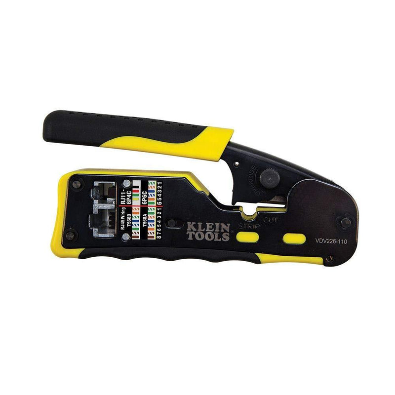 Klein Tools VDV226-110 Wire Crimper / Wire Cutter / Wire Stripper Pass-Thru Modular All-in-One Tool for Video, Telecom, Datacom and more - NewNest Australia