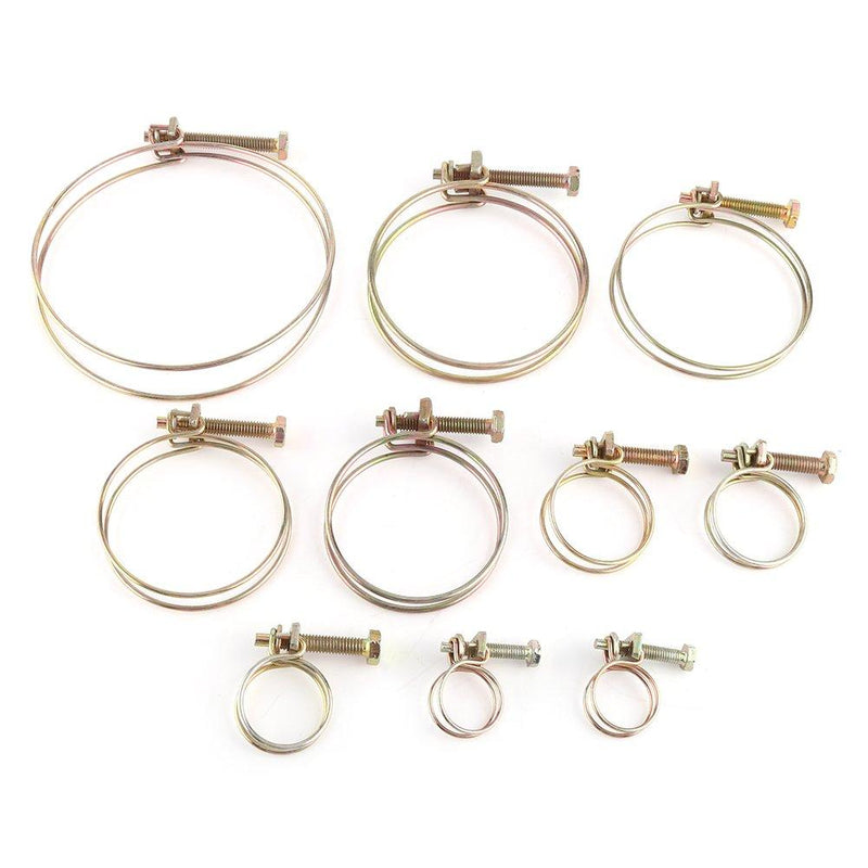 10pcs Double Wire Hose Clamp,Adjustable Hose Pipe Clamps with Screws Bolts Locking,Zinc-plating Stainless Steel(13mm-16mm) - NewNest Australia