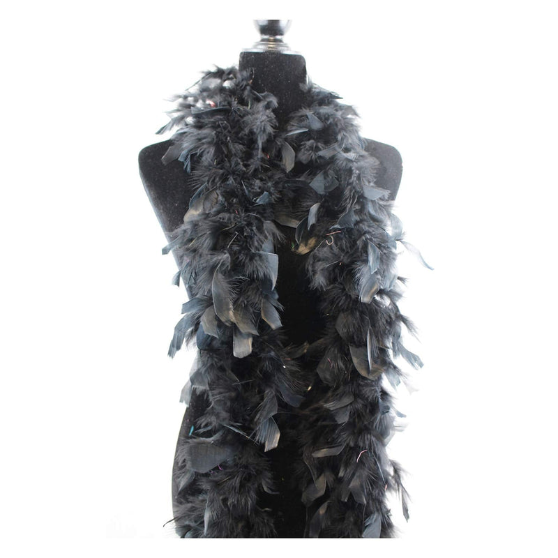 Fukang Feather Turkey Chandelle Feather Boa - 40 Gram 2Yards (Black) Black - NewNest Australia