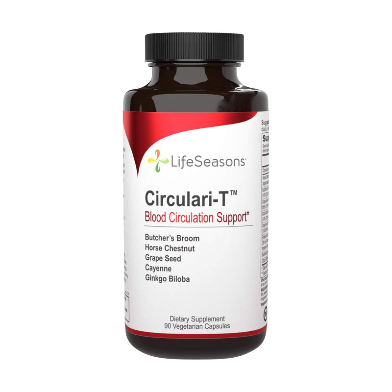 LifeSeasons - Circulari-T - Natural Blood Circulation Supplement - Aids Leg and Hand Veins Health - Butcher’s Broom, Ginkgo Biloba, Grape Seed Extract, Horse Chestnut - 90 Capsules - NewNest Australia