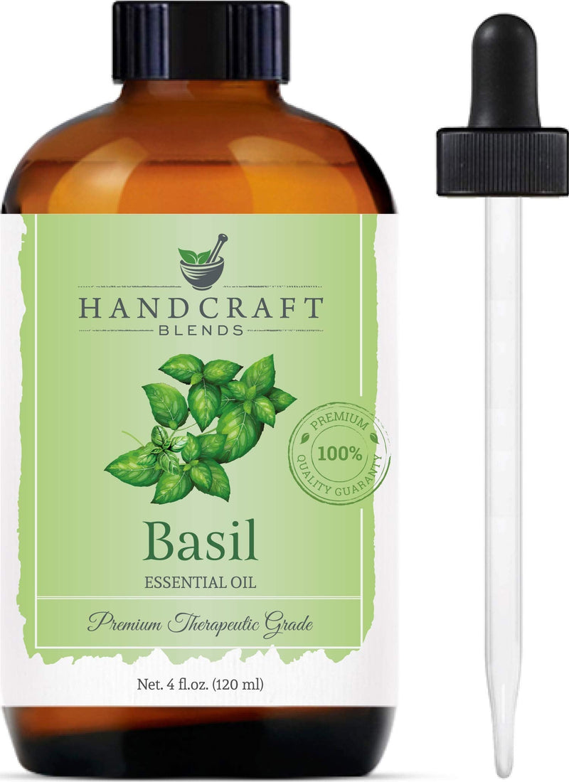 Handcraft Basil Essential Oil - 100 % Pure and Natural - Premium Therapeutic Grade with Premium Glass Dropper - Huge 4 Fl Oz 4 Fl Oz (Pack of 1) - NewNest Australia