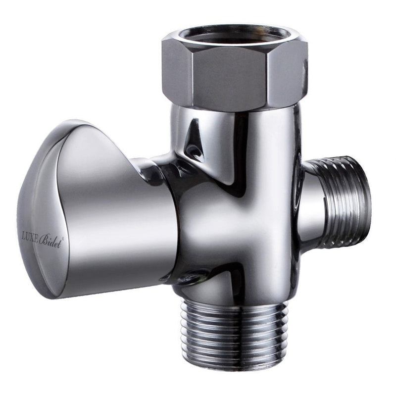 Luxe Bidet Metal T-adapter with Shut-off Valve, Winged 3-way Tee Connector, Chrome Finish, for Luxe Neo Bidets - NewNest Australia